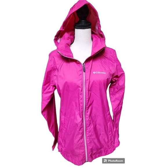 Columbia Nylon Running Hoodie Size Medium Pink Full Zip - Picture 2 of 9